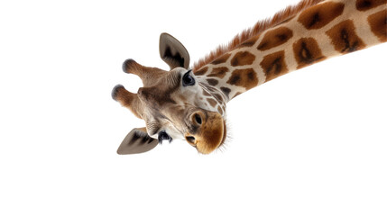 a giraffe in close-up, isolated, transparent background. © THESUN