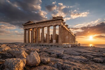 Obraz premium Parthenon at sunset Athens Greece historical landmark