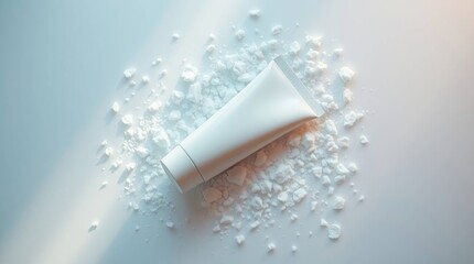 Clean Beauty Product Mockup Minimalist White Tube on Textured Background