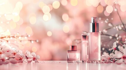 Soft Pink Beauty Background with Elegant Bokeh – Feminine and Luxurious Backdrop for Cosmetic and Skincare Ads