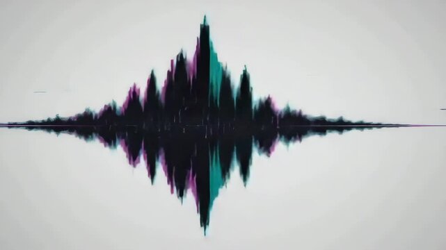 Abstract glitch waveform blending with spectrogram on white background	