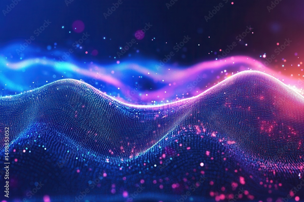 Poster colorful abstract digital waves create a mesmerizing background with vibrant energy and depth, perfe