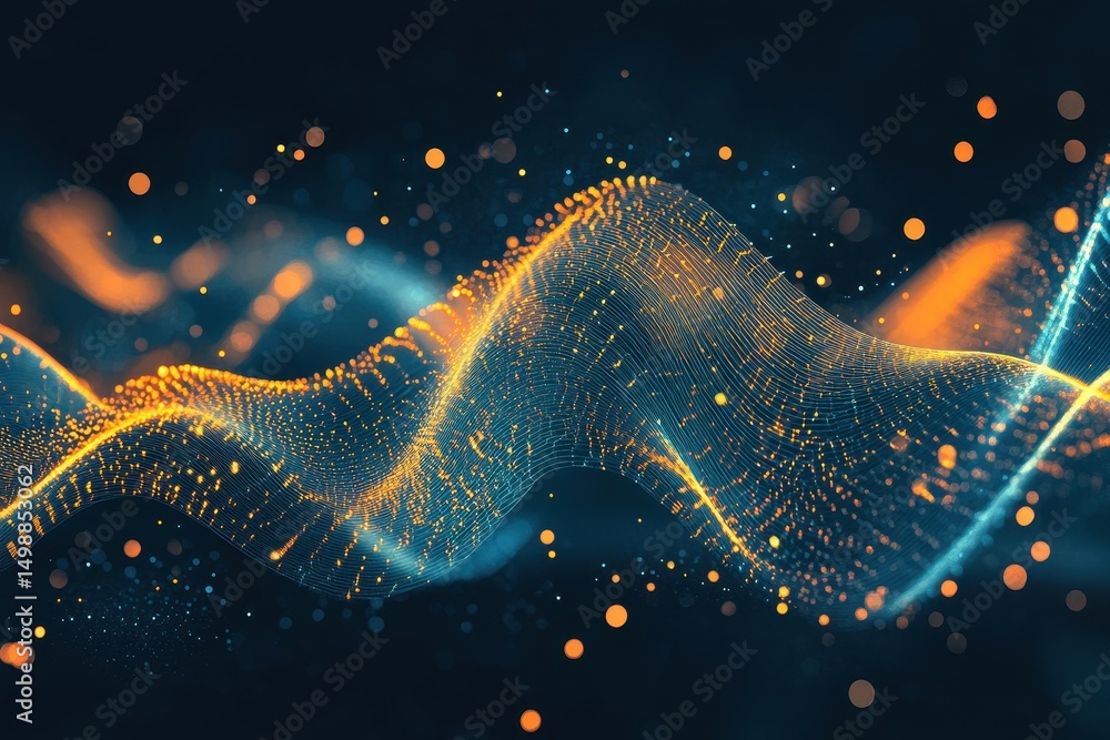 Poster vibrant abstract digital waves creating a stunning visual experience with dynamic movement and glowi