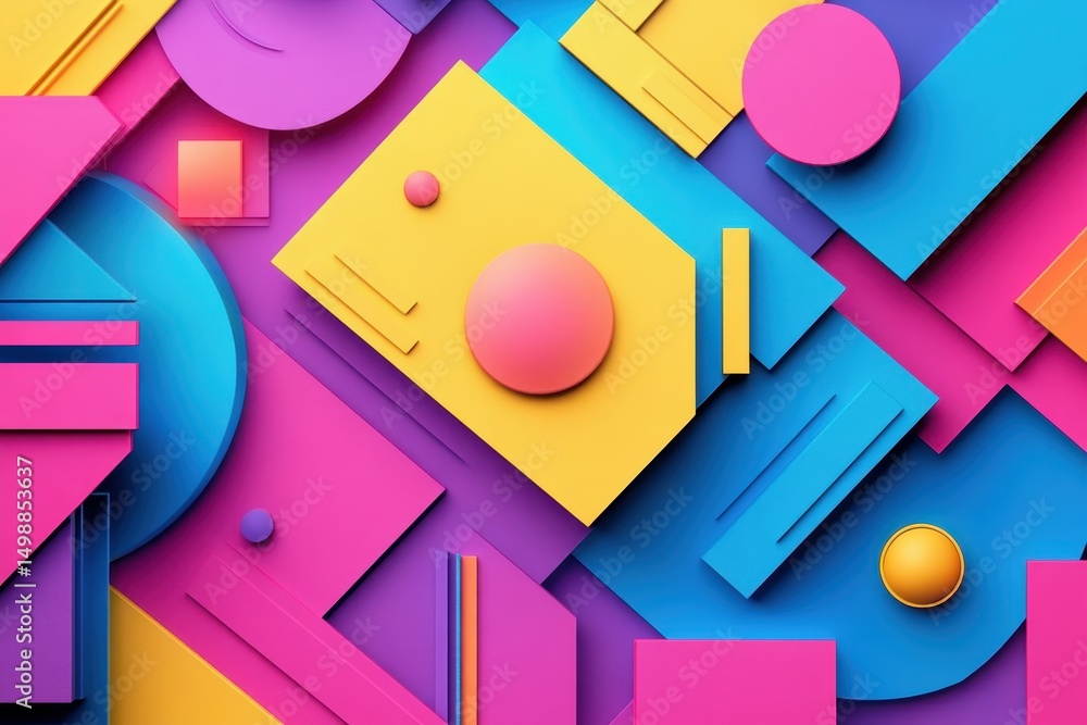 Poster vibrant abstract geometric shapes in bold colors create an energetic visual background filled with d