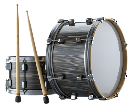 drum and drumsticks isolated on white background PNG - Powered by Adobe