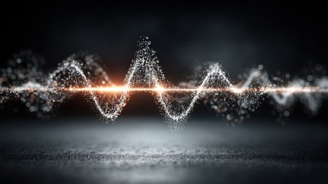 Sound wave visualization on dark background illustrating acoustic patterns in quantum mechanics and wave dynamics