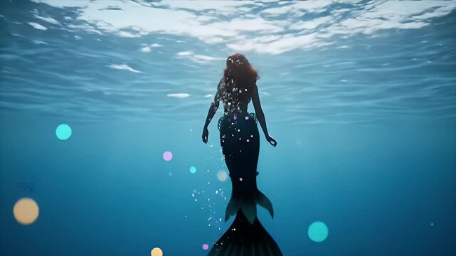 Enchanted Mermaid Ocean Depths, Mysterious Underwater Beauty, Magical Tail