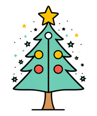 Fototapeta premium christmas tree draw illustration, isolated