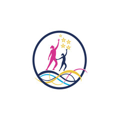 Wellness eps vector with human silhouette and green leaf