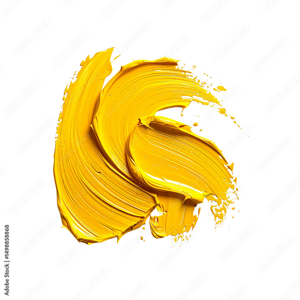 Poster abstract yellow paint swirl texture background design on transparent background
