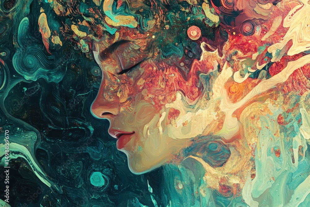 Poster ai robot creates vibrant abstract art through deep learning techniques showcasing human-like emotion