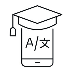 Language learning app icon with graduation cap symbolizing educational growth and achievement