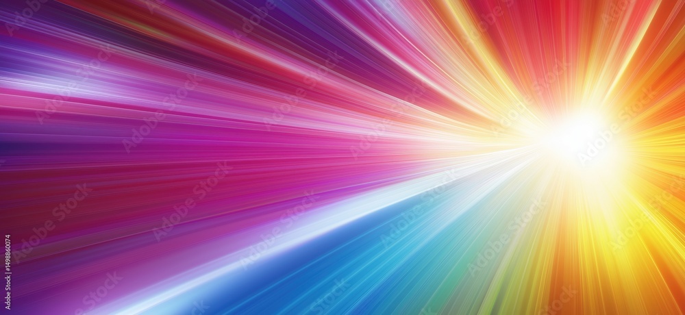 Poster vibrant light burst with colorful rays in dynamic motion and abstract design