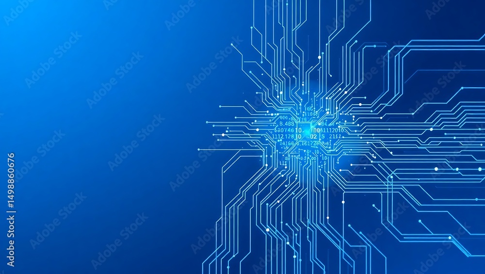 Poster abstract technology background circuit board design with glowing core