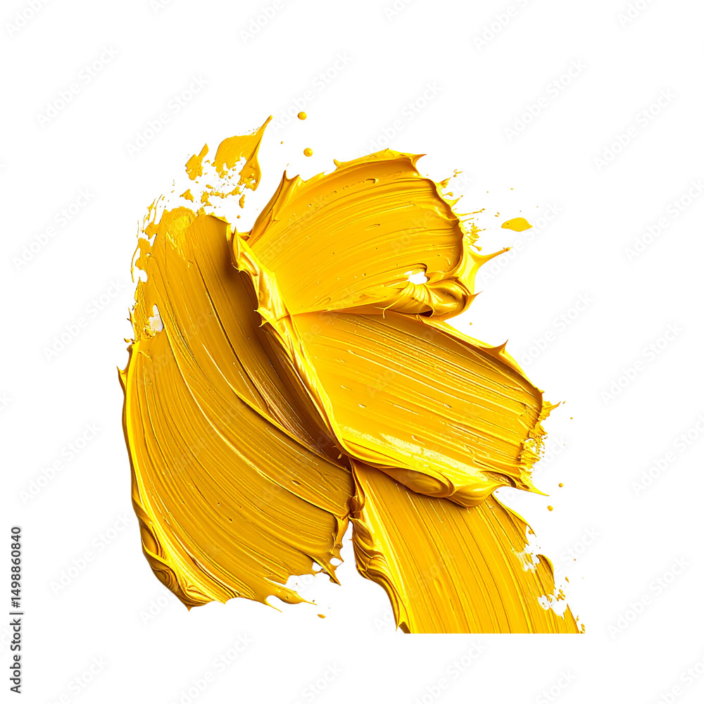 Poster abstract yellow paint splashes dynamic design texture on transparent background