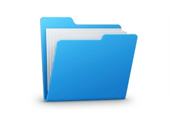 Blue Folder Icon with Documents for File Management