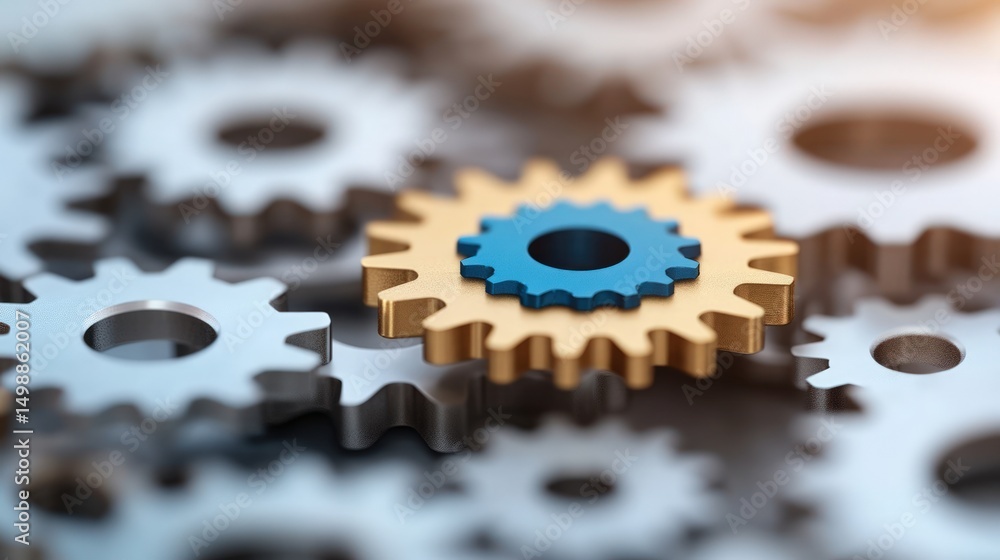 Poster interlocking gears mechanical precision system