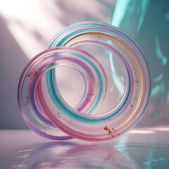 Colorful 3D Abstract Geometric Rings with Modern Minimal Background