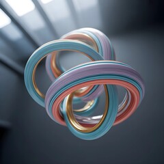 Colorful 3D Abstract Geometric Rings with Modern Minimal Background