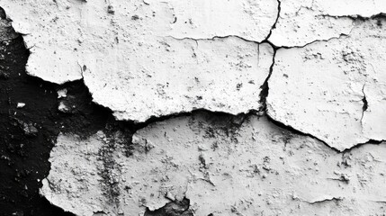 Fototapeta premium Cracked paint, wall texture, urban decay, monochrome, background
