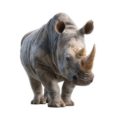 Obraz premium Rhino action in nature transparent background illustration wildlife environment close-up viewpoint