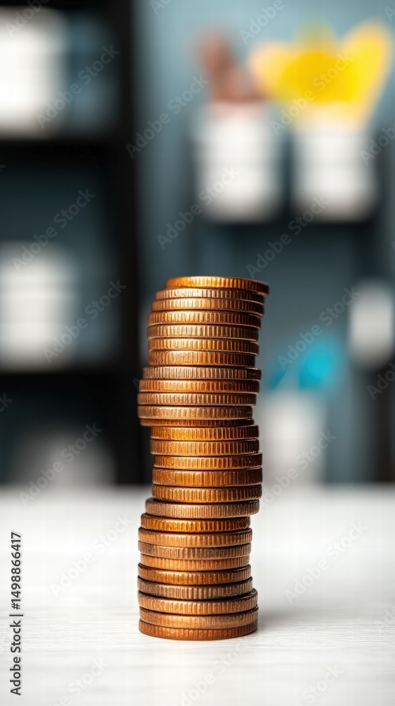 Poster a simple yet effective stack of coins displaying the concept of wealth accumulation and financial gr