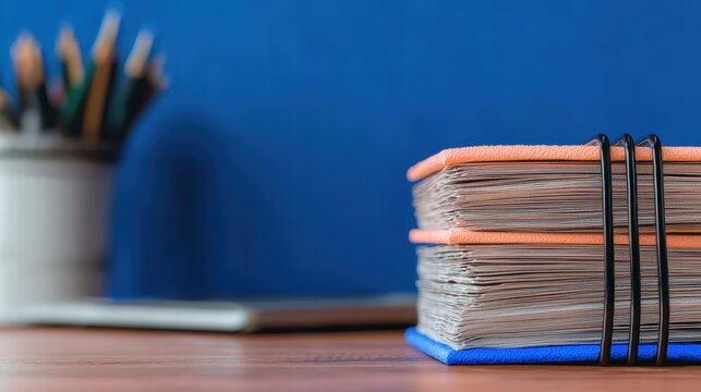 A stack of papers neatly arranged on a desk representing organization, planning, and administrative tasks