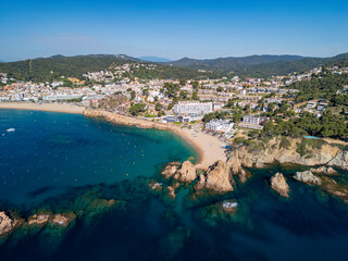 Sant feliu de guixols in costa brava of girona aerial views port 