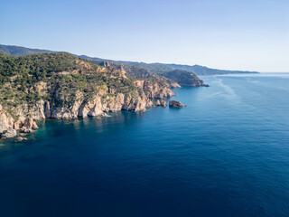 Sant feliu de guixols in costa brava of girona aerial views port 