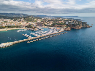 Obraz premium Sant feliu de guixols in costa brava of girona aerial views port 