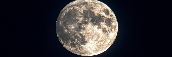 Obraz premium Glowing Full Moon Illuminating the Vastness of Space, A close-up view of the moon showcasing its surface details against a dark sky.