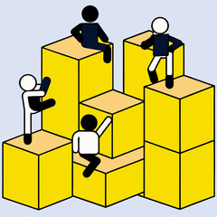 business people standing on podium