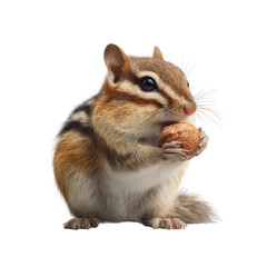 Obraz premium Cute chipmunk holding nut nature setting animal portrait transparent background close-up view vibrant colors