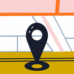 illustration of a map pointer with a compass