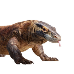 Komodo dragon in action transparent background wildlife photography natural habitat close-up view unique creatures