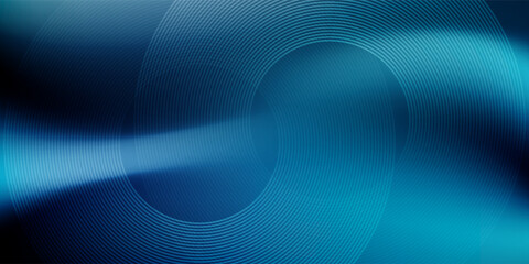 Blue abstract background with glowing circles. Swirl circular lines pattern. Geometric spiral. Twirl element. Modern graphic design. Futuristic technology concept.
