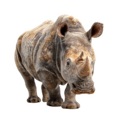 Naklejka premium Rhinoceros action pose wildlife sanctuary image with transparent background natural habitat close-up view conservation concept