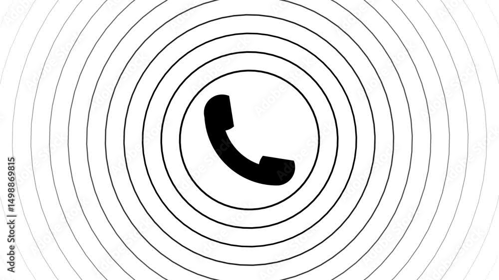 Poster incoming call icon glowing in neon style with realistic animation, showing a seamless loop effect fo