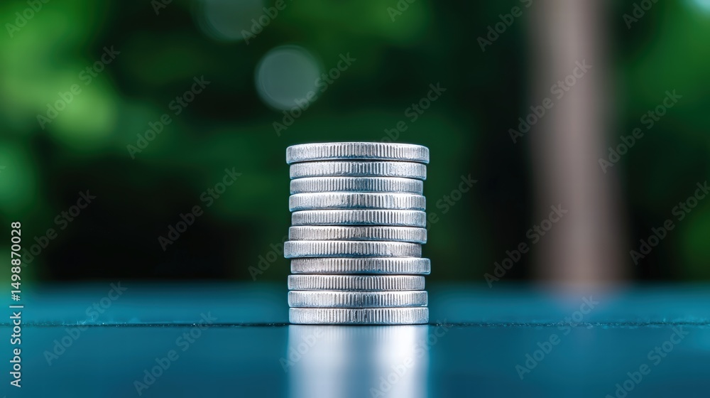 Aufkleber simple yet elegant stack of coins displayed on a neutral surface reflecting financial value