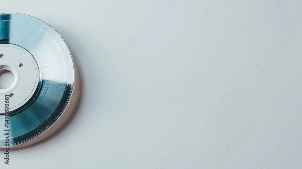 Poster metallic data storage disk reflecting light on a light background