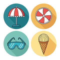 set of summer icons
