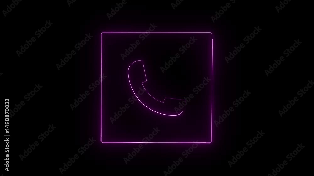 Poster animated neon incoming call symbol flashing with smooth loop and vibrant light, ideal for mobile ui 