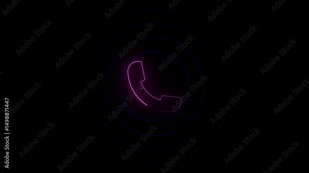 Aufkleber looping neon animation of a ringing call icon in vibrant colors, showing an incoming phone call effe