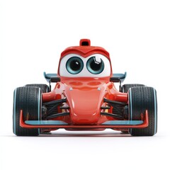 Adorable Cartoon Racing Car with Big Eyes A Fun and Playful 3D Rendered Image