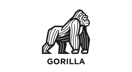 Stylized Gorilla Logo Depicting Strength and Powerful Animal Form
