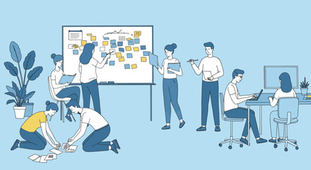 Collaborative Team Brainstorming Session in a Modern Office