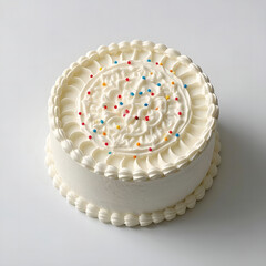 Delicately Decorated White Cake with Colorful Sprinkles