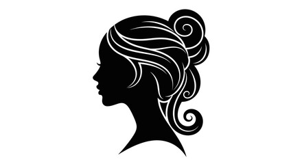 Elegant Woman Silhouette with Ornate Updo Hairstyle