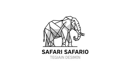 Geometric Elephant Logo Depicting Safari with Bold Lines and Shadows