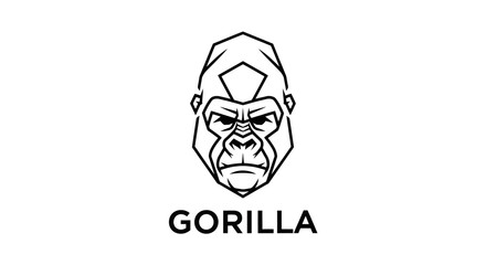 Geometric Line Art Gorilla Head Portrait